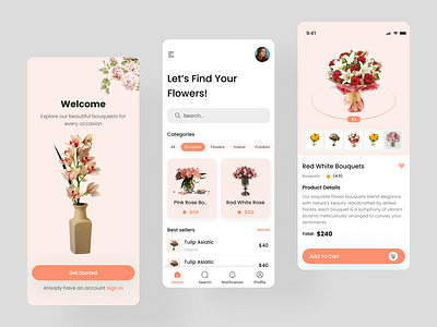 A Flower Bouquet Mobile App - UI Design appdesignforflorists ui