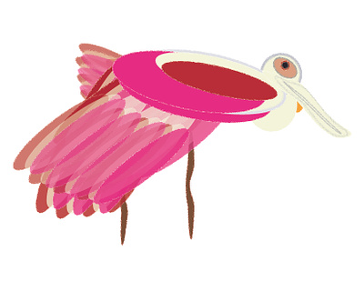 roseate spoonbill, one bird chriscreates chrismogren design drawing feathers illustration roseate spoonbill spoonbill