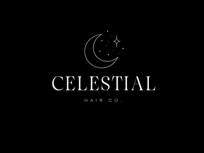 Celestial Hair Co. Logo! 3d design branding dark mode design graphic design hand drawn illustrations illustration isometric design logo minimalism typography