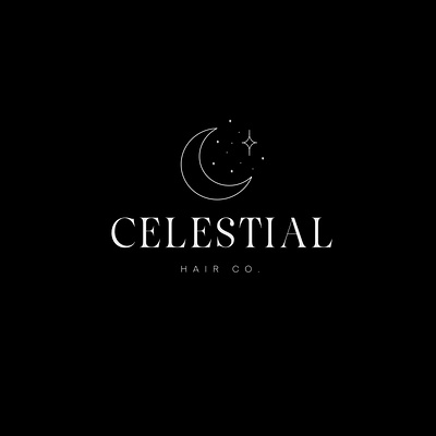 Celestial Hair Co. Logo! 3d design branding dark mode design graphic design hand drawn illustrations illustration isometric design logo minimalism typography