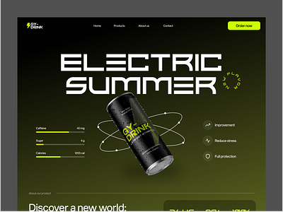 Energy Drink Landing Page 3d app branding drink graphic design landing logo render ui web website