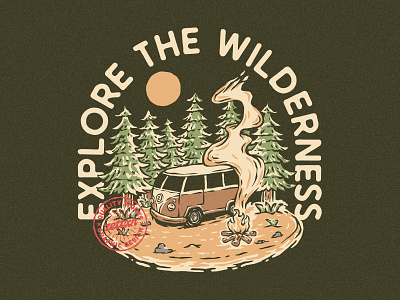 Explore The Wilderness adventure camping design graphic design illustration logo nature retro t shirt tshirt design vector vintage vintage design vintage illustration vw