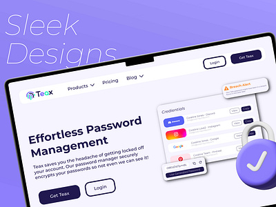 Teax - Secure Password Manager design graphic design illustration landing page logo ui uiux ux web design website