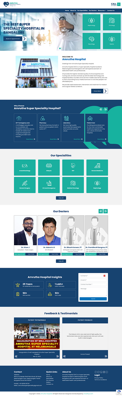 Amrutha Hospital custom php template design php custom template ui wordpress custom theme