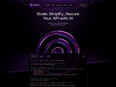 Opalize AI - Landing Page Motion Design 3d animation application branding code dark digital futuristic landing motion graphics page product design purple spline ui violet website