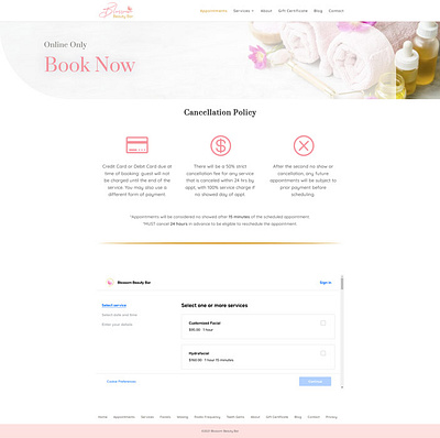 Blossom Beauty Bar - Web Design graphic design logo ui ux web design website
