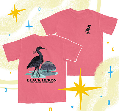 The Bird Collective T-shirt design birds clothing design fashion heron illustration