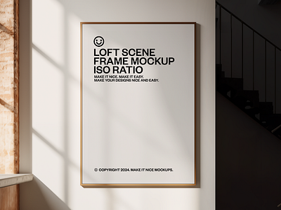 Loft Scene Frame Mockup art print scene frame mockup framed poster industrial mockup loft apartment scene minimalist mockup photoshop mockup poster design print design psd mockup