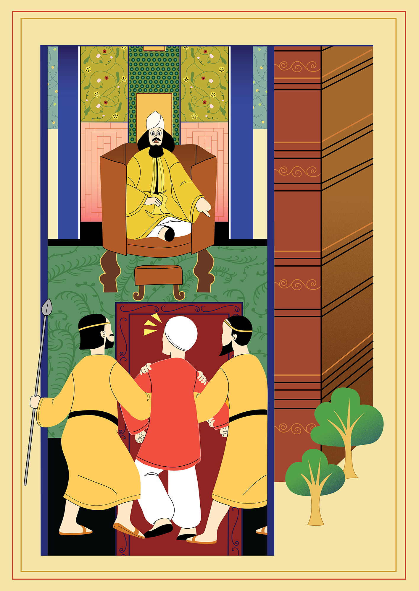 The fisherman and the Jinni illustration vector