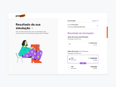 Education - Price Simulator interface layout price comparison price tags simulator ui design