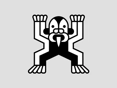 Ancient Monkey animal icon illustration mono nature wildlife