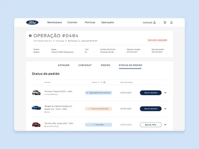 Marketplace - Order Status car marketplace interface layout list order status table ui visual design
