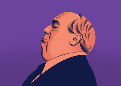 Old money editorial face illustration man orange portrait procreate profile purple texture