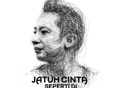 Jatuh cinta seperti di film - film black and white digital painting doodle illustration jatuh cinta seperti di film film line art movie poster portrait portrait art poster design scribble scribble art scribble portrait self portrait