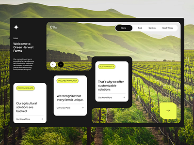 Agriculture website - Green Harvest agriculture website design farm farming field fields forest hero section ilmu padi layout minimal organic sustainable typography ui user interface ux web design website