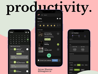 Productivity and To do task App UI Design app design app designer apps design inspiration design inspiration figma figma designs product design productivity apps ui design uiux user experience user interface ux web designs