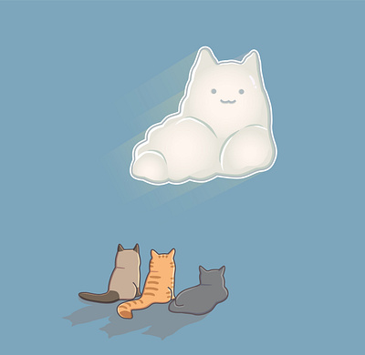 Meow See The Clouds animation app binatang design graphic design illustration kucing