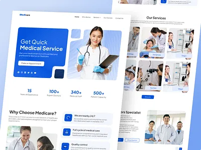 Medicare - Medical Landing Page anding page clean ui dental design doctor health healthcare website hospital medical medicine minimal pharmacy product page design smart medicine trending ui ux web design web page website