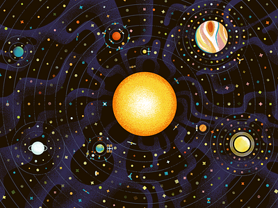 Solar System astronomy earth illustration map orbit plants satellites solar system space sun texture