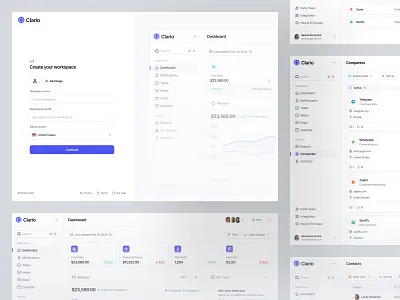 Clario - CRM Solution business clean crm crm solution dashboard design designer marketing saas ui uidesign ux uxdesign uxerflow web web app web design website design