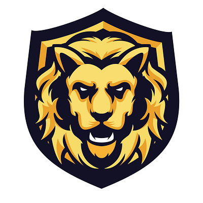 Lion Shield Mascot Logo animal branding design esports graphic design hairy illustration lion lionlogo logo mascot mascotlogo shield sports sports logo vector