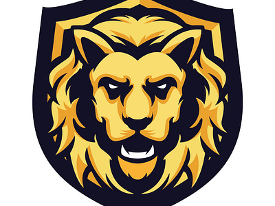 Lion Shield Mascot Logo animal branding design esports graphic design hairy illustration lion lionlogo logo mascot mascotlogo shield sports sports logo vector