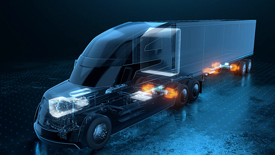 Truck XRay after effects c4d cinema 4d glow lights neon product visualization reflections tron truck visualization