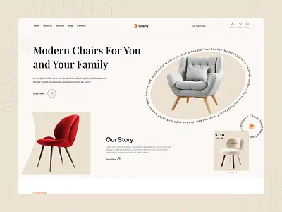 Furniture Landing Page categories decor ecommerce furniture header hero homedecor homepage landing page market marketplace metallic product responsive shop team ui uiux web web design