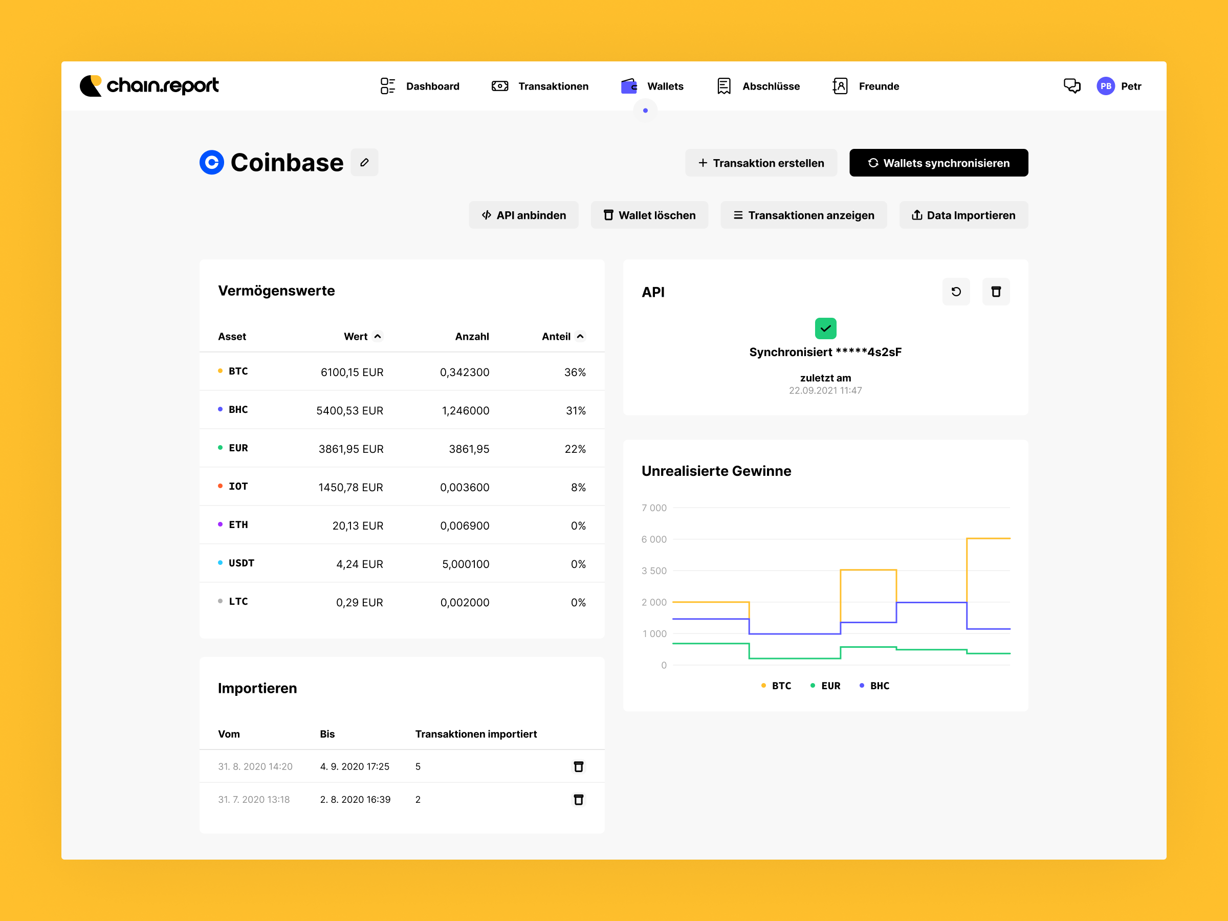 Chain.report - Dashboard - 1 branding button card coinbase crypto dashboard data digital product icons line icon pack marketing assets menu navbar statistics ui ui design wallet