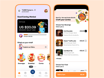 BrewCafe - Order Ahead and Earn Rewards app cafe coffee shop customize order dunkin earn points food and drink krispy kreme mobile order for pickup pay pay in store redeem rewards restaurant shake shack skip the line skip the wait starbucks ui ux