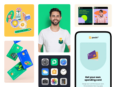 Pockt Branding, Visual Identity app branding illustration logo