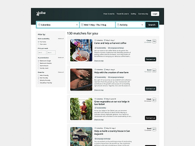 Search for volunteer work interface ui visual design volunteer web
