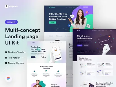 Multi-concept Landing Page UI Kit V2 landing page landing page template landing pages mobile responsive multi concept responsive design tablet ui and ux ui design ui kit ui mockup ui template ui ux web design mockup website design website template