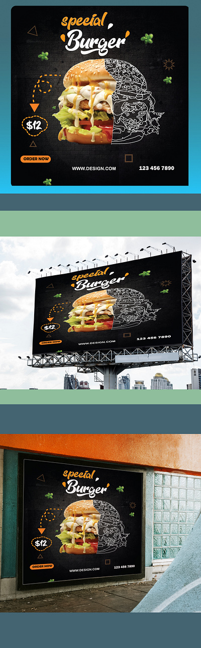 Advertisement Burger food graphic design illustration