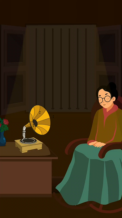 A Lady and Her Gramophone animation motion graphics