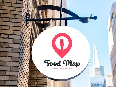 Simple Restaurant Logo Template Design branding business design eat food foods and beverages graphic design logo logo design lunch map pin restaurant restaurant logo vector