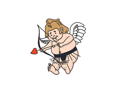 Cupid x SUMO arrow boy character cupid fat fat boy golden hair icon illustrator sumo valentine