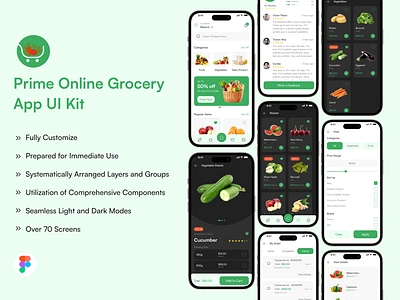 Prime Online Grocery App UI Kit app design bigbasket design design kit fruit grocery grocery app grocery app design grocery delivery grocery shopping app grocery store grocery store app mobile app design online grocery app ui ui design ui kit ux design vegetable zepto