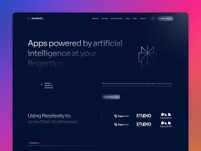 Perplexity - Landing Page Design For The Trading Platform Ai ai artificial intelligence chatgpt clean colorful crypto dark design figma fintech future language model mobile app nft promotional landing tool ui design uiux voice generation web