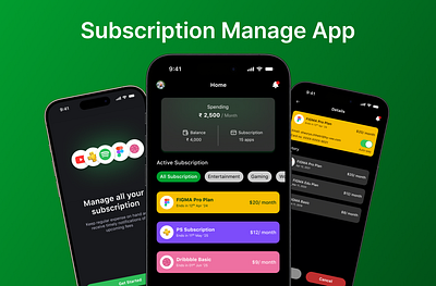 Subscription Managing - App Design app design dark mode figma mobile subscription manage trending ui ui challange