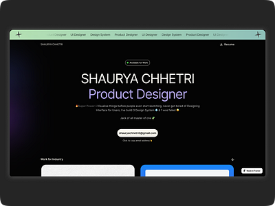 Shaurya Chhetri - Framer Portfolio Website contest design framer portfolio ui website