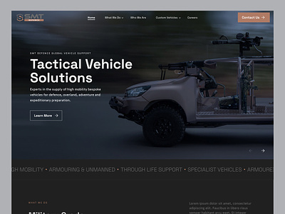 Defence & Security Vehicles: Website UI/UX army defence and security design figma military mockup tactical vehicles ui ux web design web development