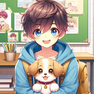 A doggy and a boy anime animeimages cutedog puppy trending viral