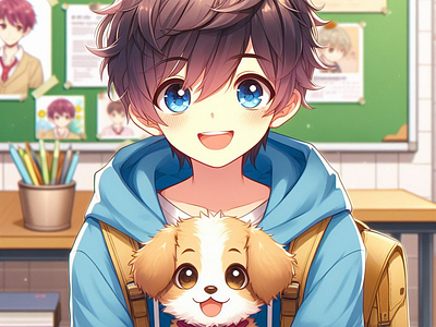 A doggy and a boy anime animeimages cutedog puppy trending viral
