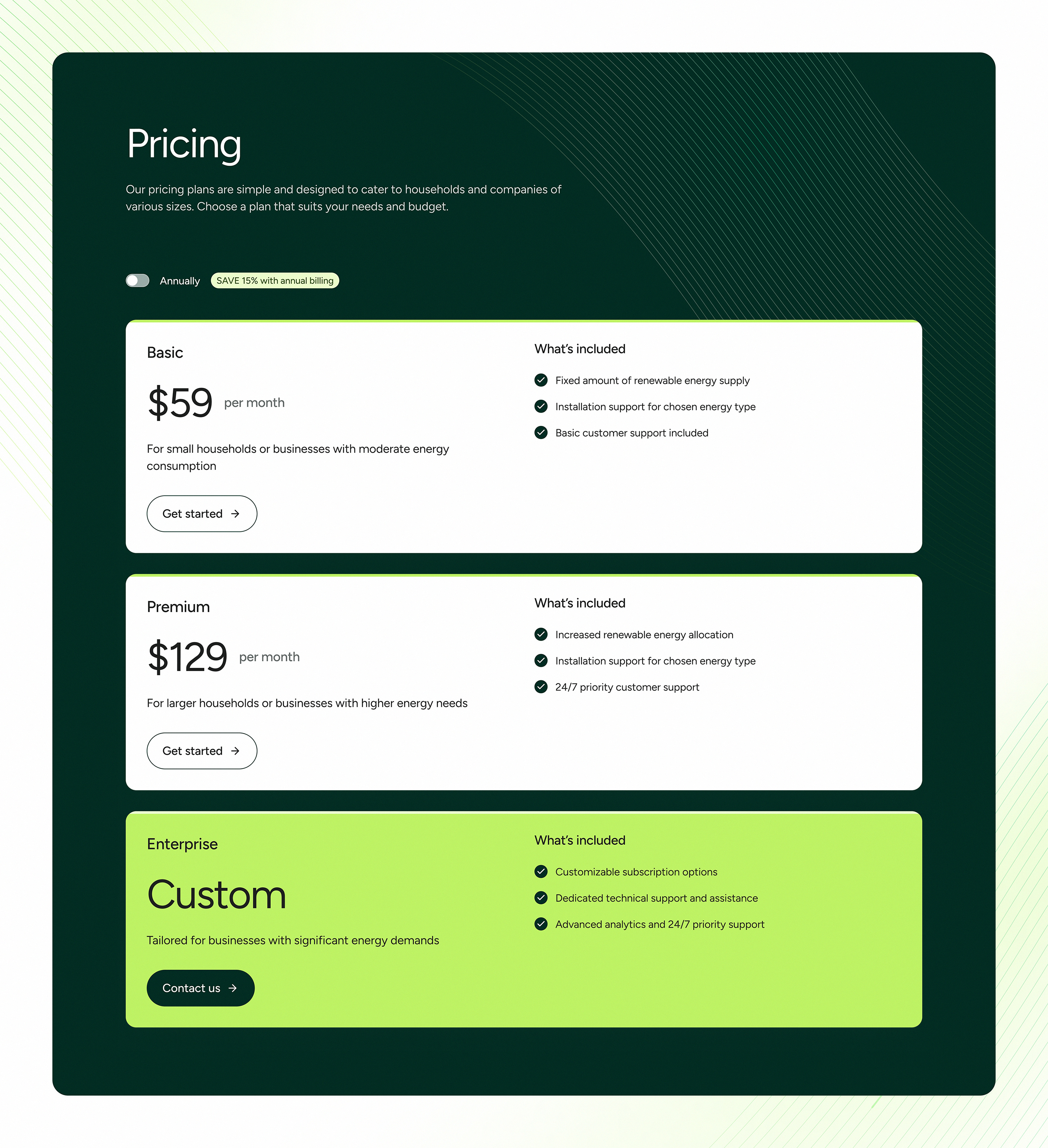 Flow - Pricing dark theme landing page plans pricing saas pricing saas ui ui web design website