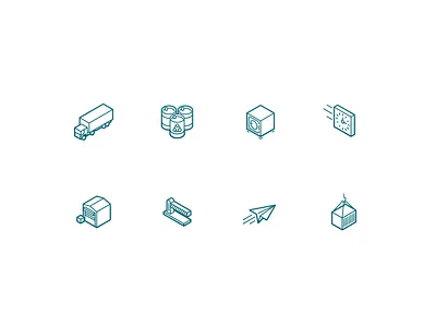 Logistic Icons border cargo design flight freight icon illustration isometric logistic logo plane safe shipment time transport truck ui vector vehicle warehouse