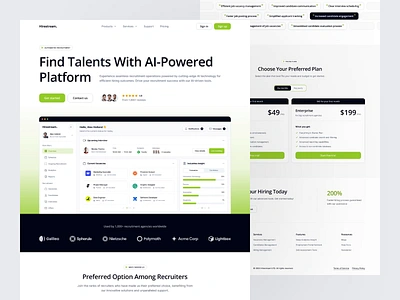 Hirestream - Cloud-based Recruitment Landing Page agency animation b2b clean dipa inhouse employer hiring homepage hr human resources landing page modern recruitment saas startup ui web design web development website work