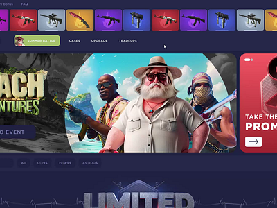 OpenCase: HotSkins (FOR SALE) 3d cases csgo for sale gambling game juicyart open case roulette skins uiux web design