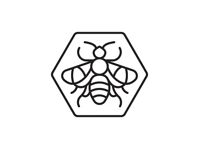 Honey Bee animal animals bee branding digital drawing graphic design hexagon icon icons illustration insect line logo mark minimal nature vector wings