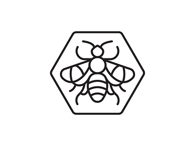 Honey Bee animal animals bee branding digital drawing graphic design hexagon icon icons illustration insect line logo mark minimal nature vector wings